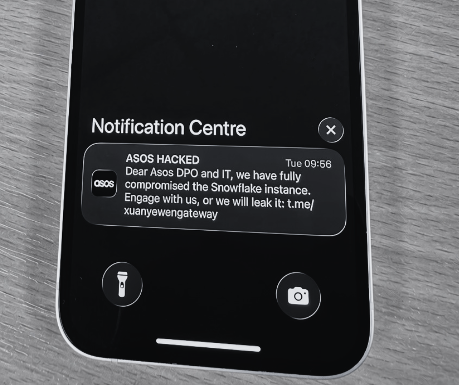 ASOS Hacked Notification